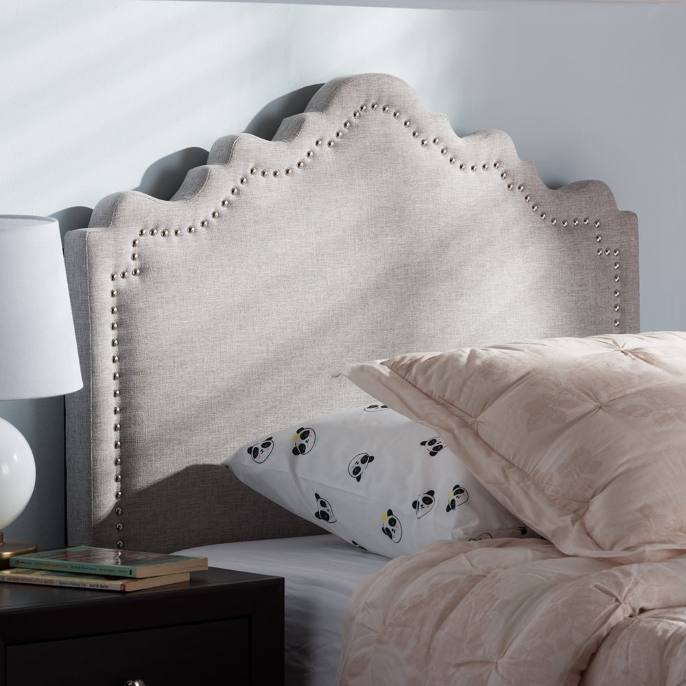 Nadeen Modern and Contemporary Greyish Beige Fabric Twin Size Headboard