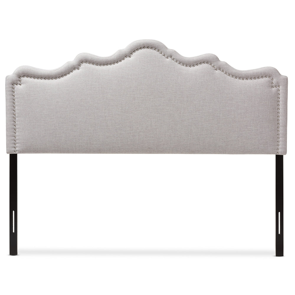 Nadeen Modern and Contemporary Greyish Beige Fabric Queen Size Headboard