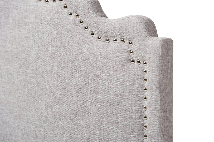 Nadeen Modern and Contemporary Greyish Beige Fabric Twin Size Headboard