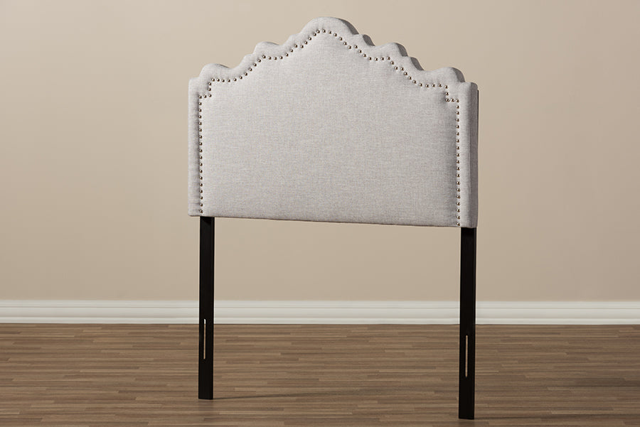 Nadeen Modern and Contemporary Greyish Beige Fabric Twin Size Headboard