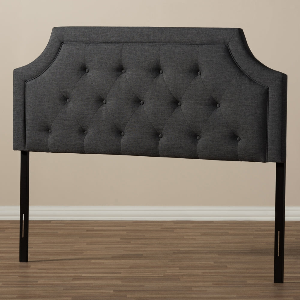 Mars Modern and Contemporary Dark Grey Fabric Full Size Headboard