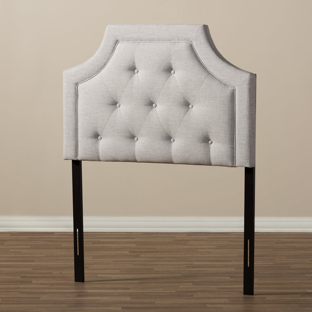Mars Modern and Contemporary Greyish Beige Fabric Twin Size Headboard