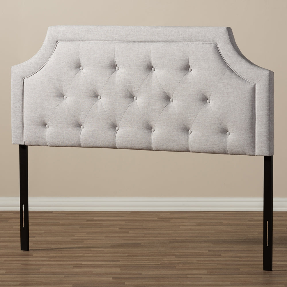 Mars Modern and Contemporary Greyish Beige Fabric Full Size Headboard