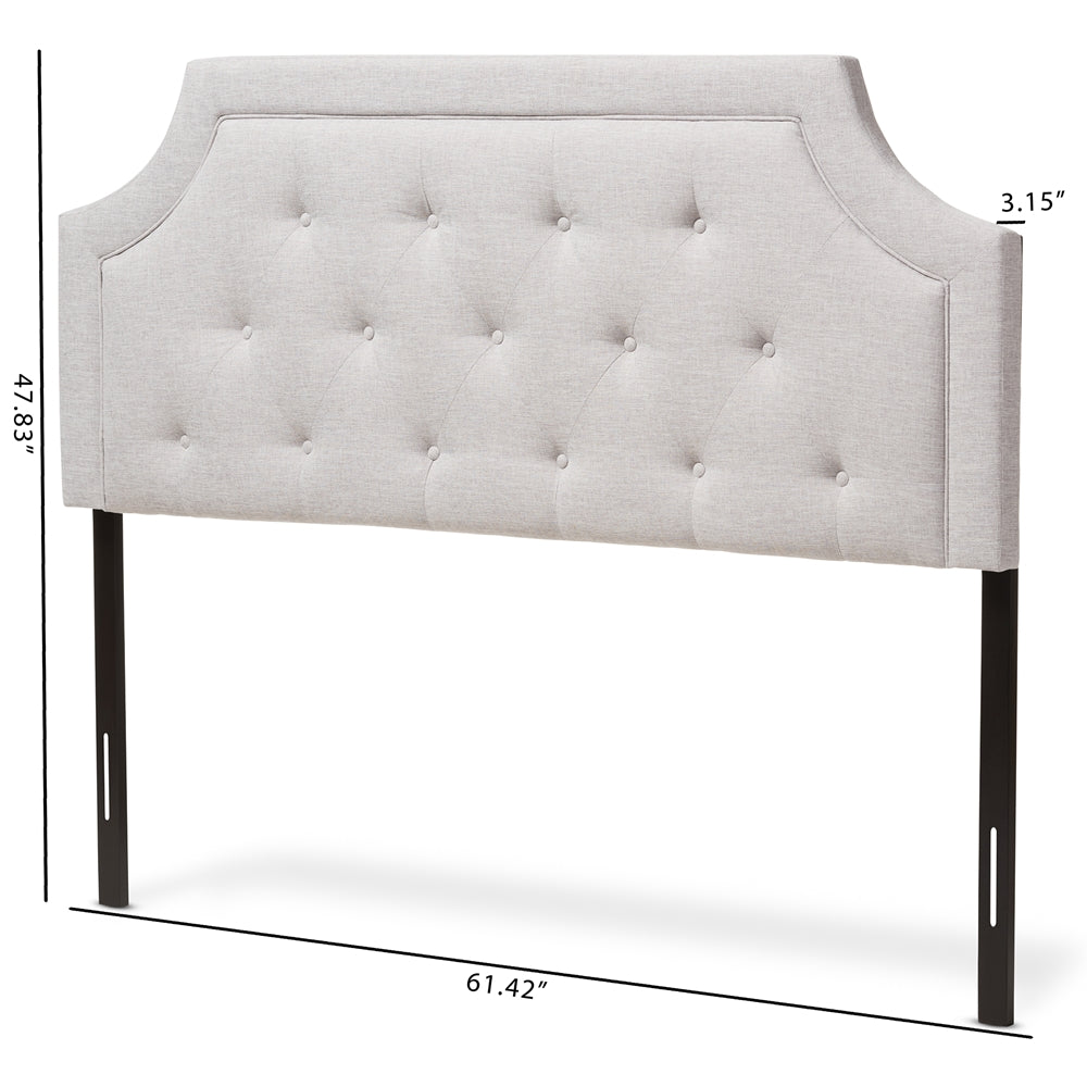 Mars Modern and Contemporary Greyish Beige Fabric Full Size Headboard