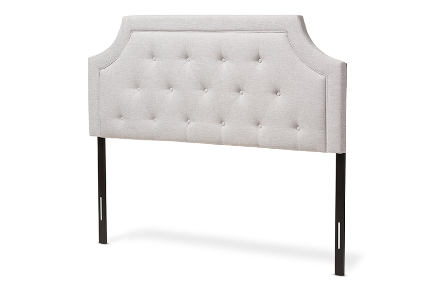 Mars Modern and Contemporary Greyish Beige Fabric King Size Headboard