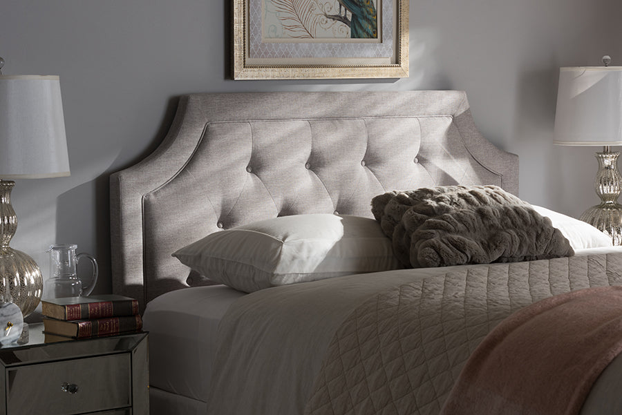 Mars Modern and Contemporary Greyish Beige Fabric King Size Headboard