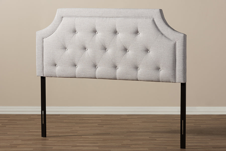 Mars Modern and Contemporary Greyish Beige Fabric King Size Headboard