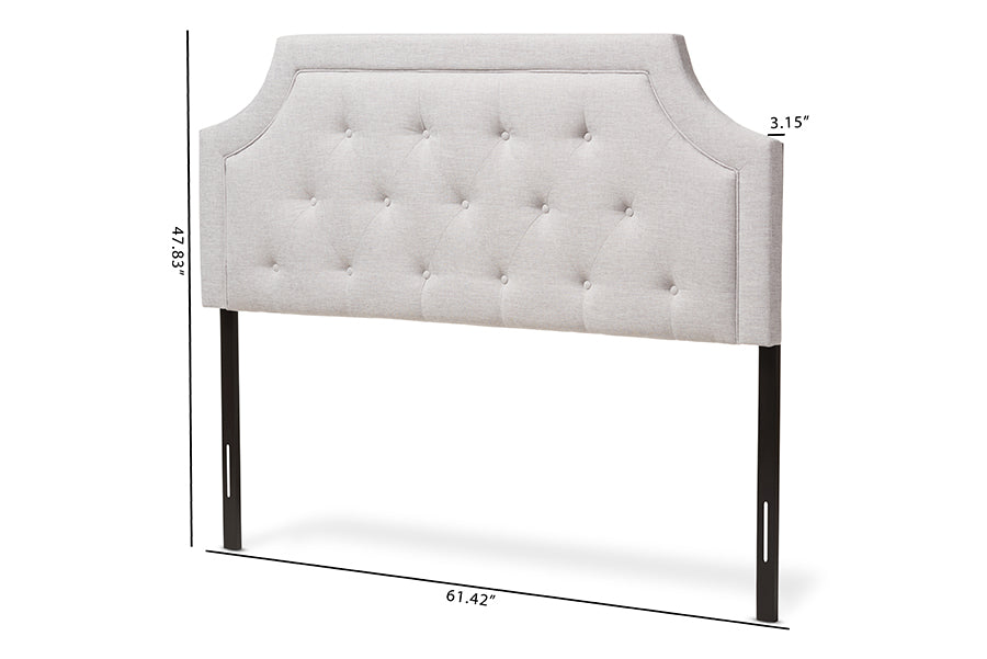 Mars Modern and Contemporary Greyish Beige Fabric King Size Headboard