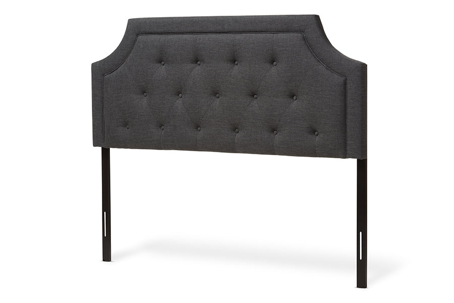 Mars Modern and Contemporary Dark Grey Fabric Full Size Headboard