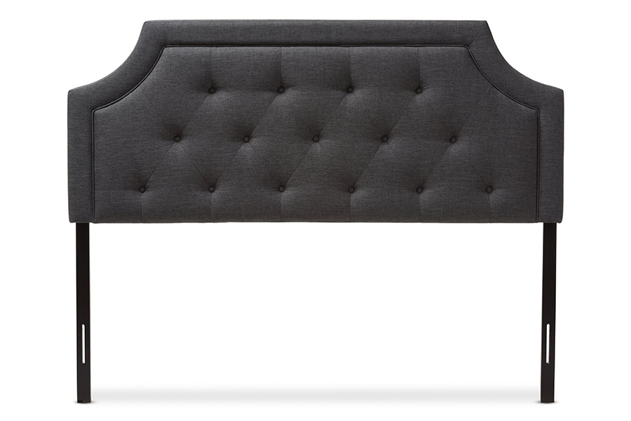 Mars Modern and Contemporary Dark Grey Fabric Full Size Headboard
