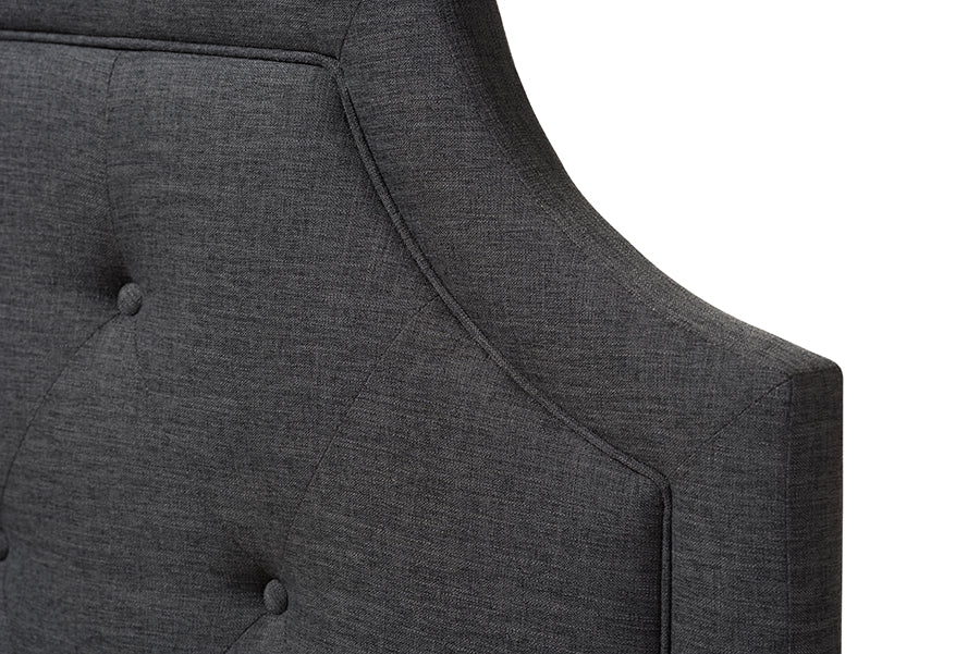 Mars Modern and Contemporary Dark Grey Fabric Full Size Headboard