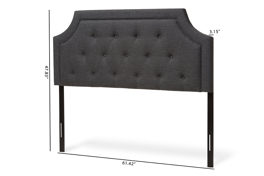 Mars Modern and Contemporary Dark Grey Fabric Full Size Headboard