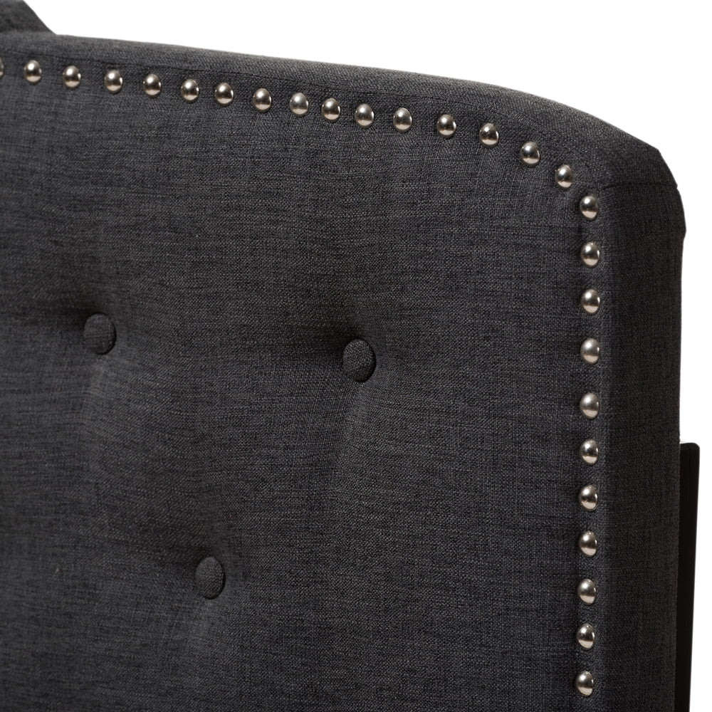 Lucy Modern and Contemporary Dark Grey Fabric King Size Headboard