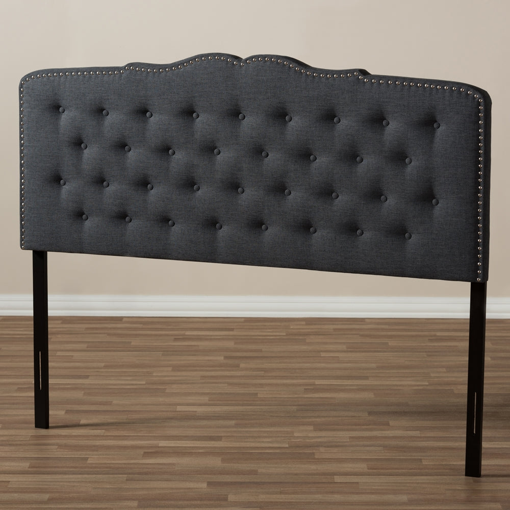 Lucy Modern and Contemporary Dark Grey Fabric King Size Headboard