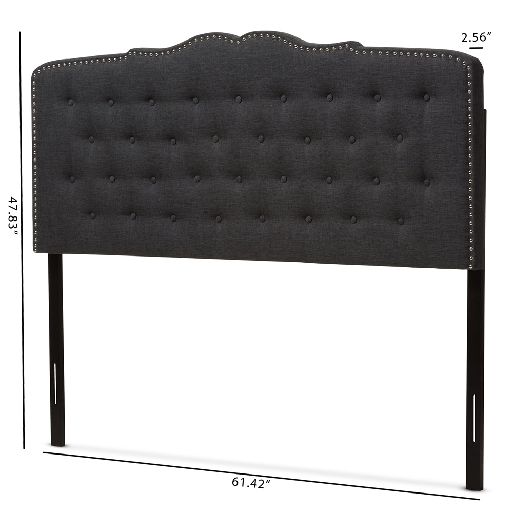 Lucy Modern and Contemporary Dark Grey Fabric Queen Size Headboard