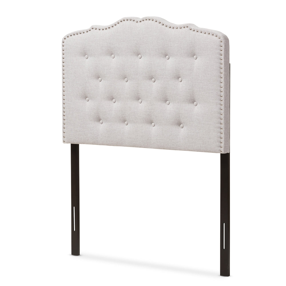 Lucy Modern and Contemporary Greyish Beige Fabric Twin Size Headboard