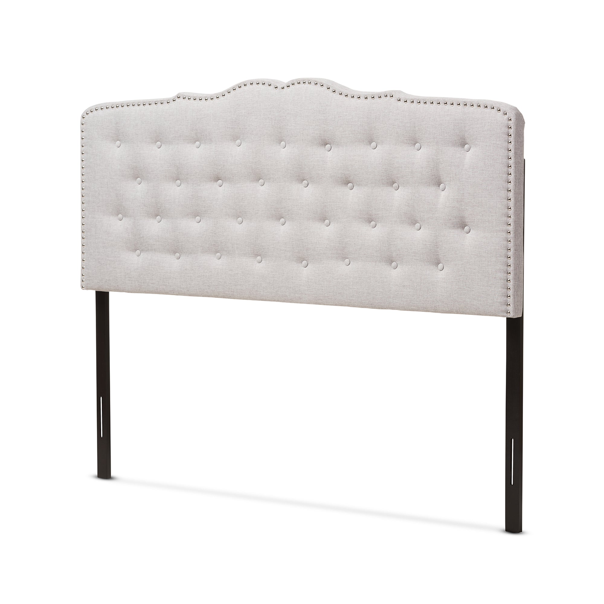 Lucy Modern and Contemporary Greyish Beige Fabric Queen Size Headboard