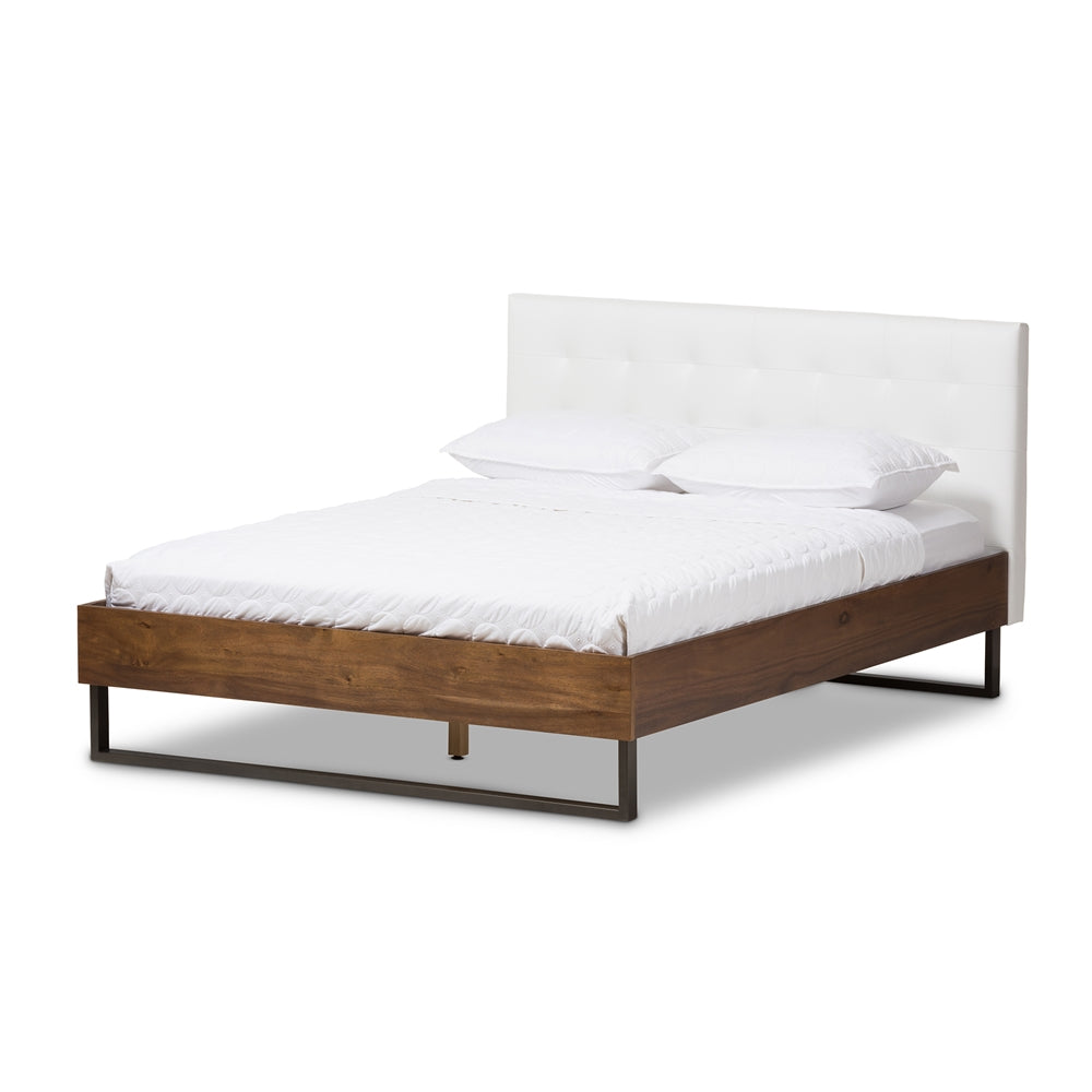 Mitchell Black Faux Leather Dark Bronze Metal King Size Platform Bed