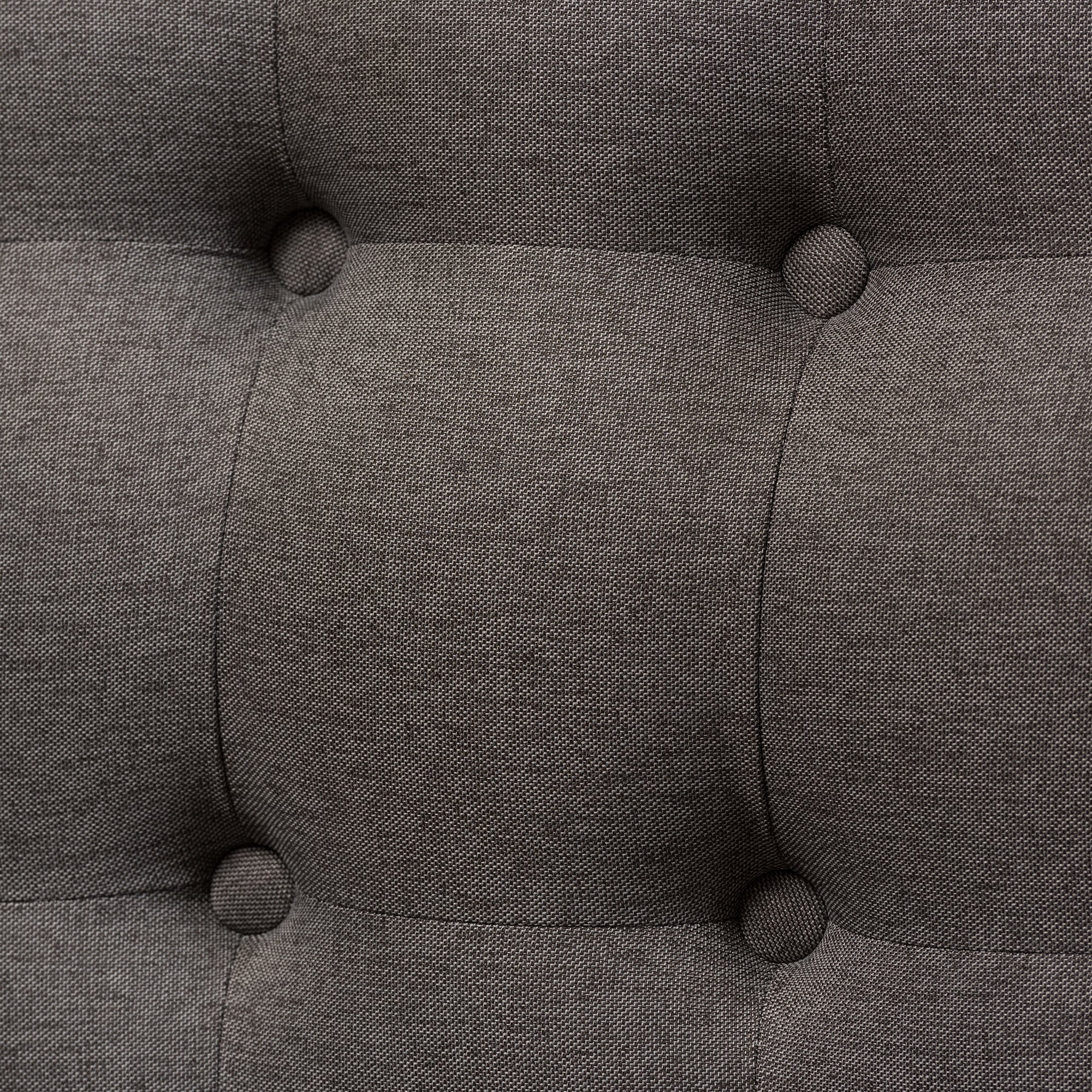 Melody Mid-Century Modern Grey Fabric and Natural Wood Finishing 3-Seater Settee Bench