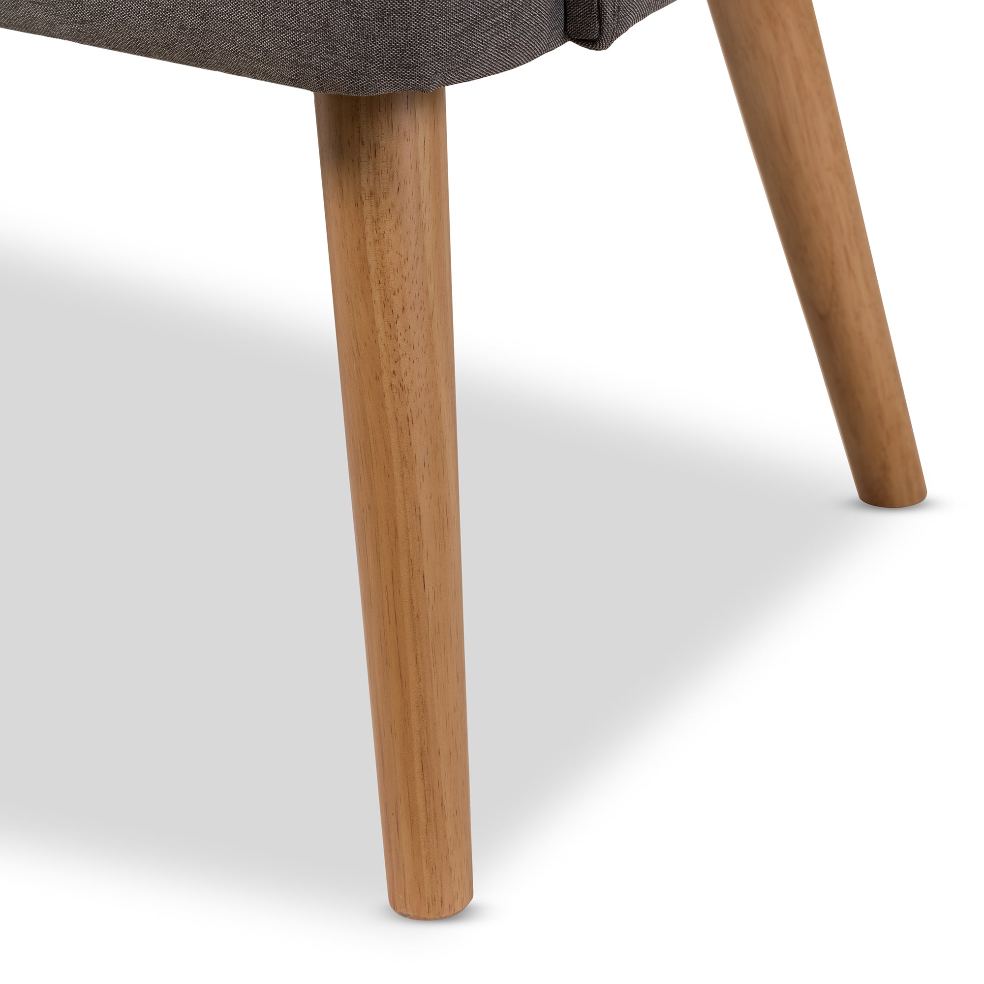 Melody Mid-Century Modern Grey Fabric and Natural Wood Finishing 3-Seater Settee Bench