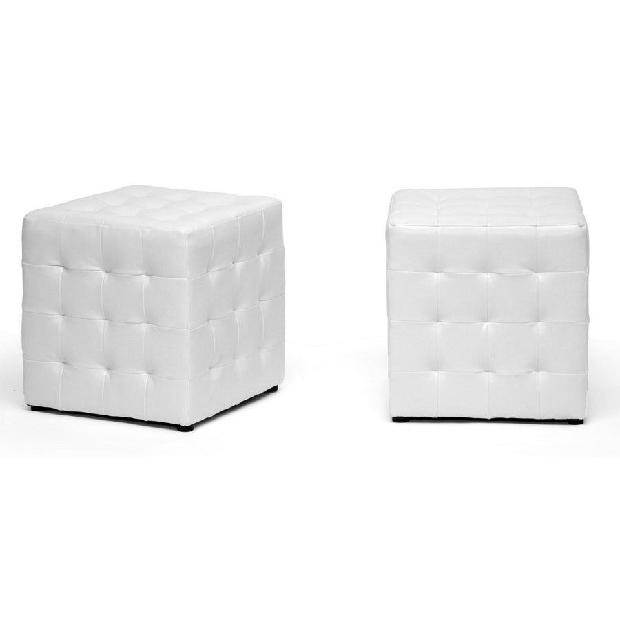 Siskal White Modern Cube Ottoman (Set of 2)