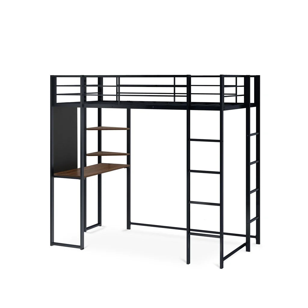 Luisa Buckland Collection Twin Loft Bed Black Metal – Contemporary Style for Compact Spaces