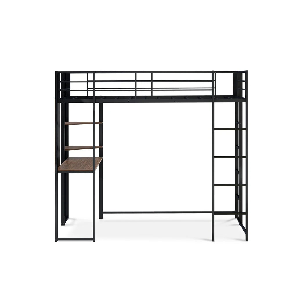 Luisa Buckland Collection Twin Loft Bed Black Metal – Contemporary Style for Compact Spaces