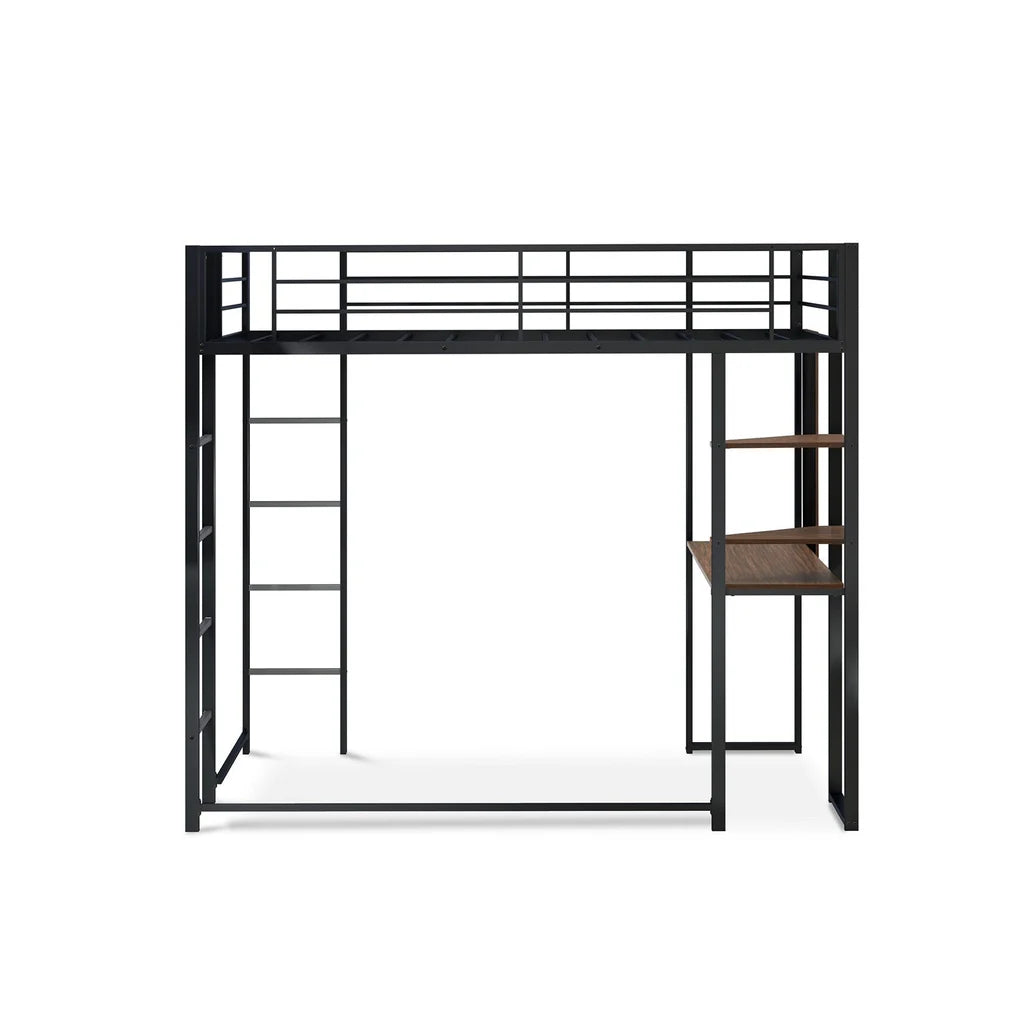 Luisa Buckland Collection Twin Loft Bed Black Metal – Contemporary Style for Compact Spaces
