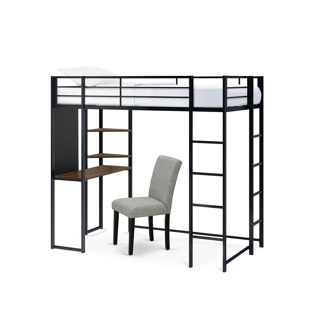 Luisa Buckland Collection Twin Loft Bed Black Metal – Contemporary Style for Compact Spaces