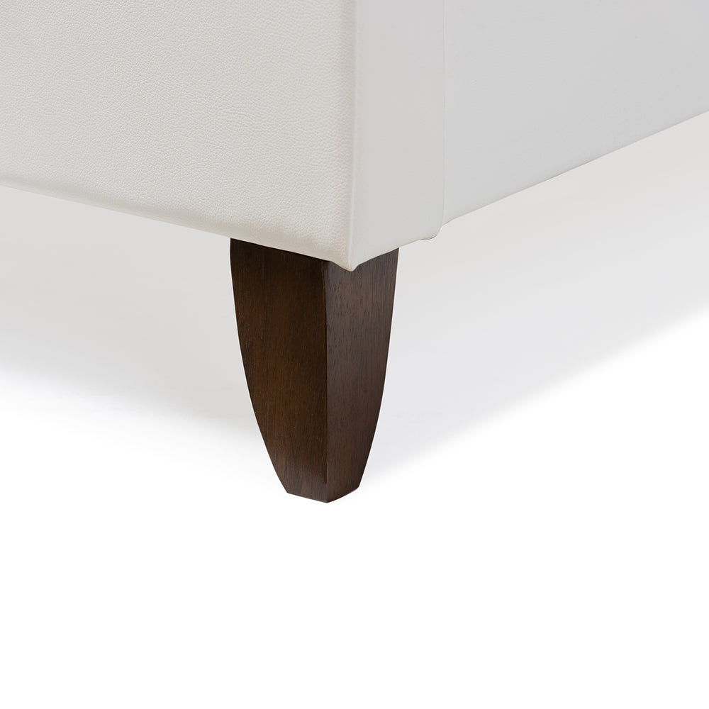 Battersby White Modern Bed With Upholstered Headboard - Queen Size