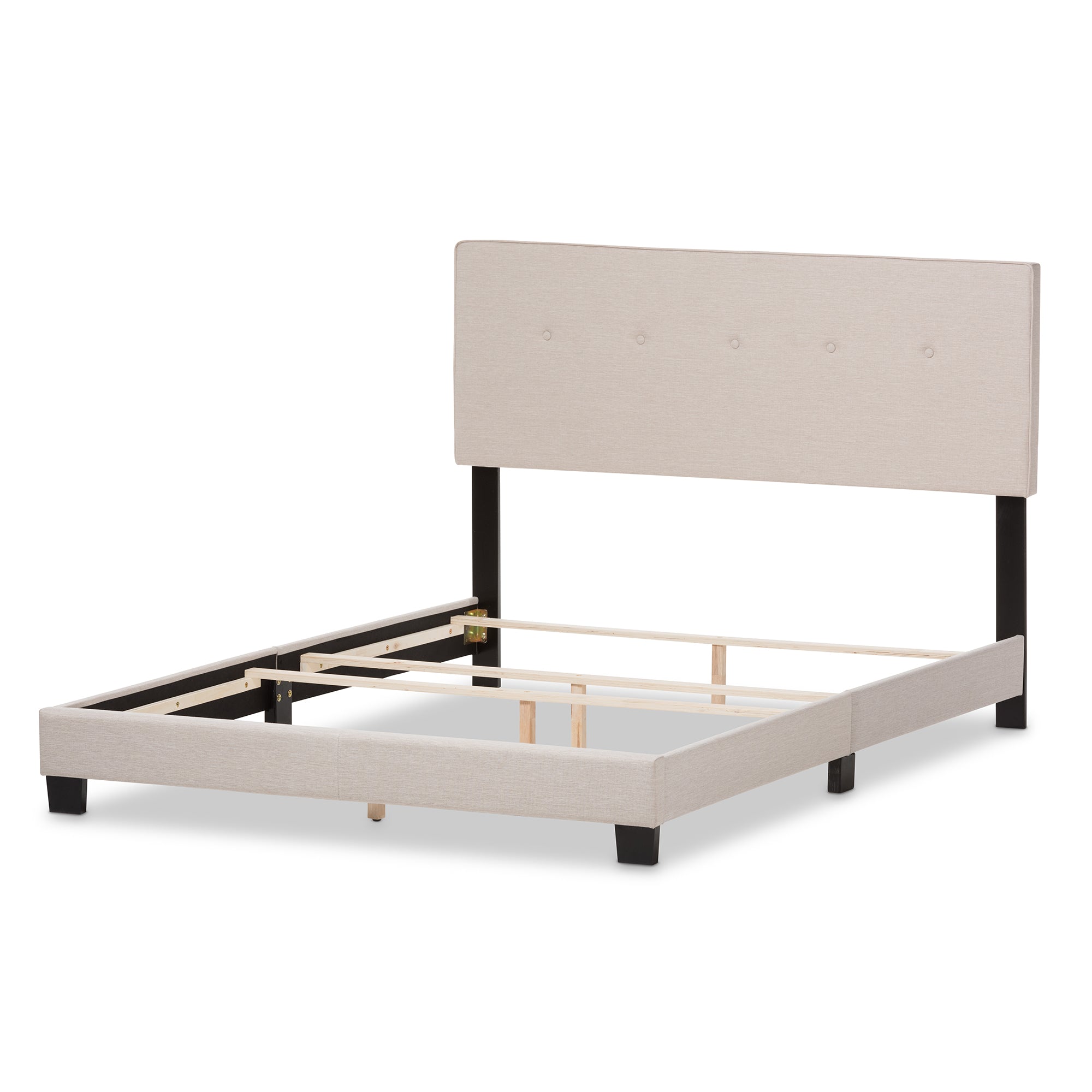 Hampton Modern and Contemporary Light Beige Fabric Upholstered Queen Size Bed