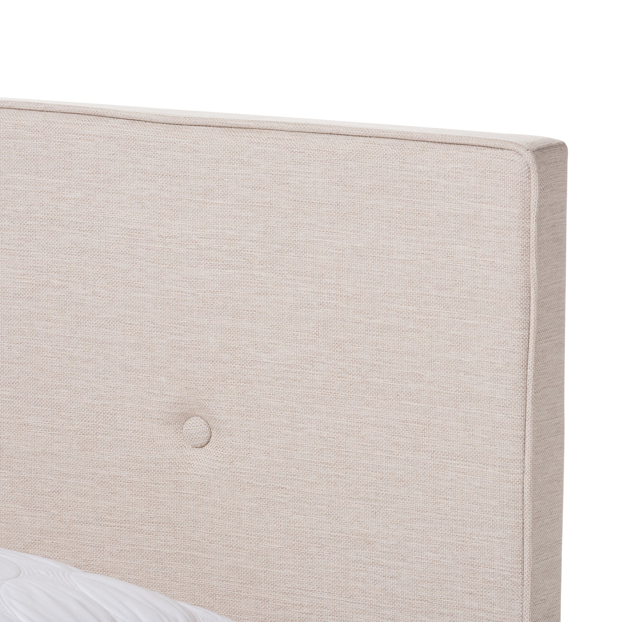 Hampton Modern and Contemporary Light Beige Fabric Upholstered Queen Size Bed