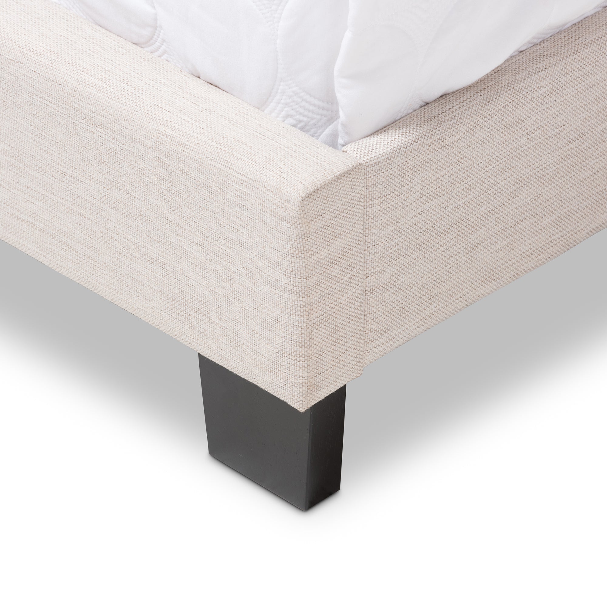 Hampton Modern and Contemporary Light Beige Fabric Upholstered Queen Size Bed