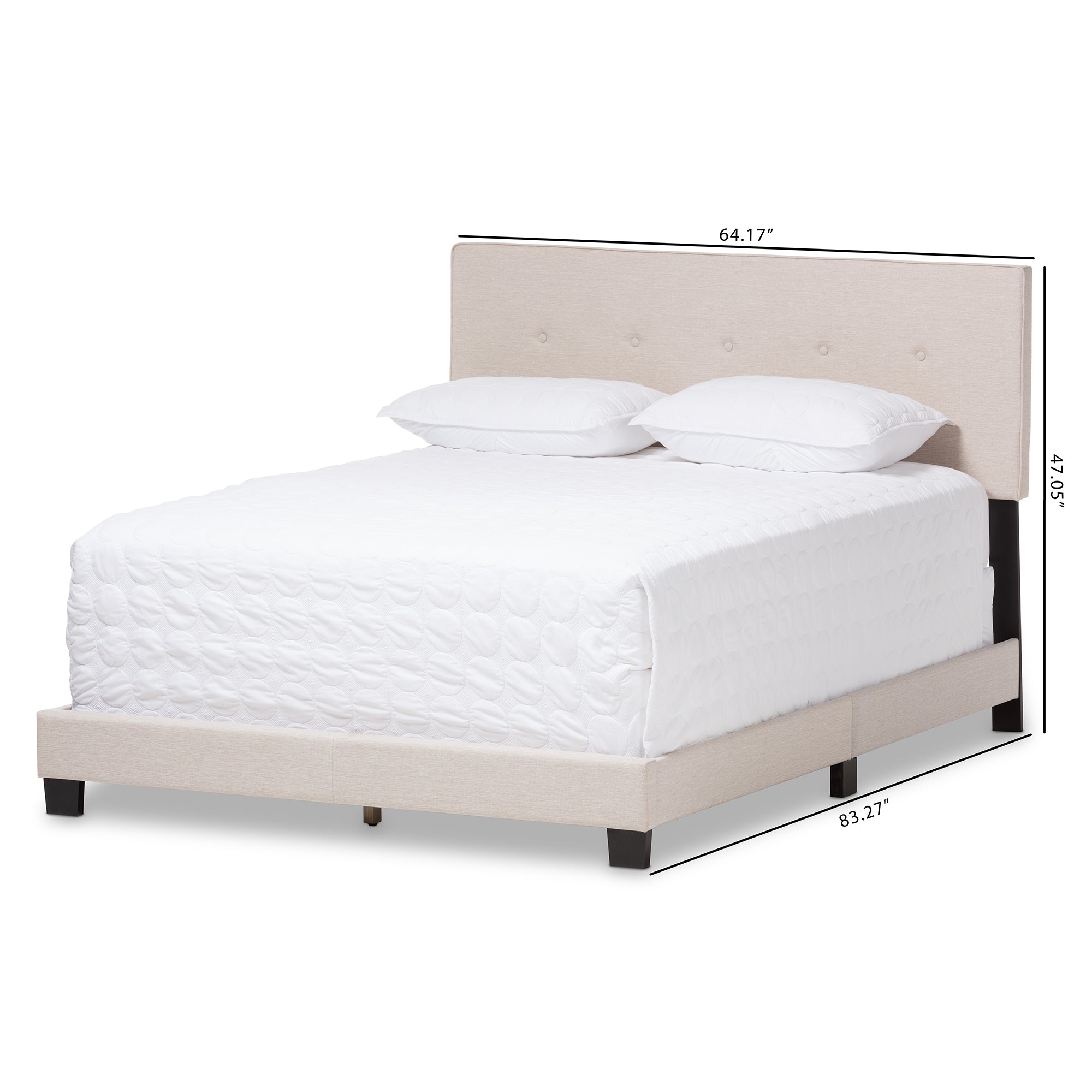 Hampton Modern and Contemporary Light Beige Fabric Upholstered Queen Size Bed