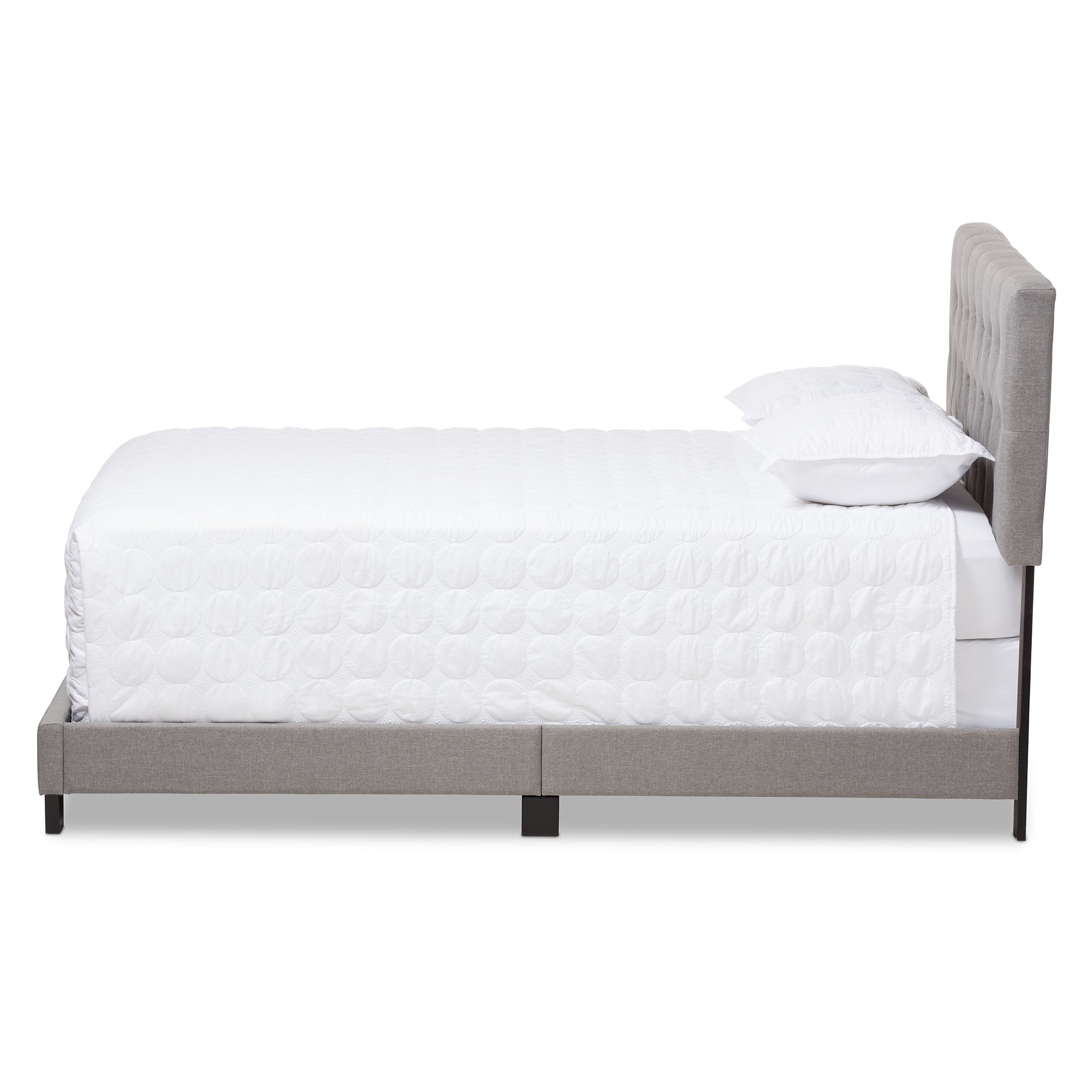 Cassandra Modern and Contemporary Light Grey Fabric Upholstered Queen Size Bed