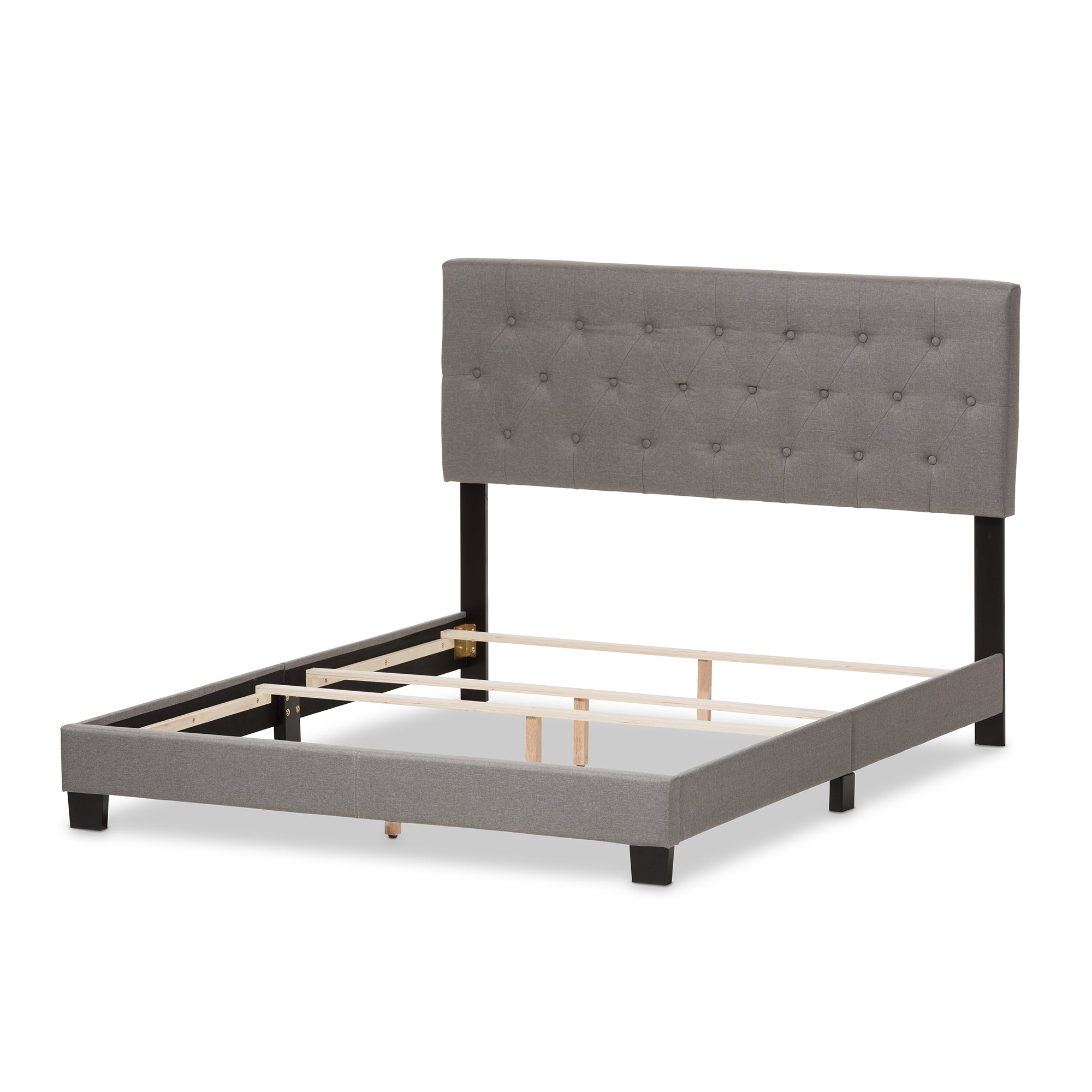 Cassandra Modern and Contemporary Light Grey Fabric Upholstered Queen Size Bed