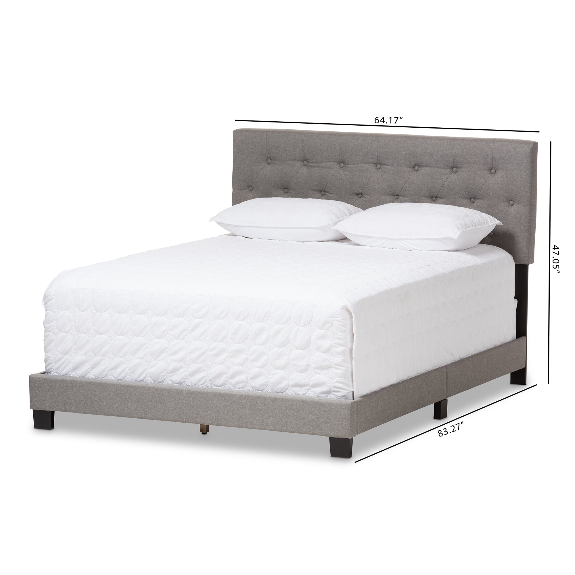 Cassandra Modern and Contemporary Light Grey Fabric Upholstered Queen Size Bed