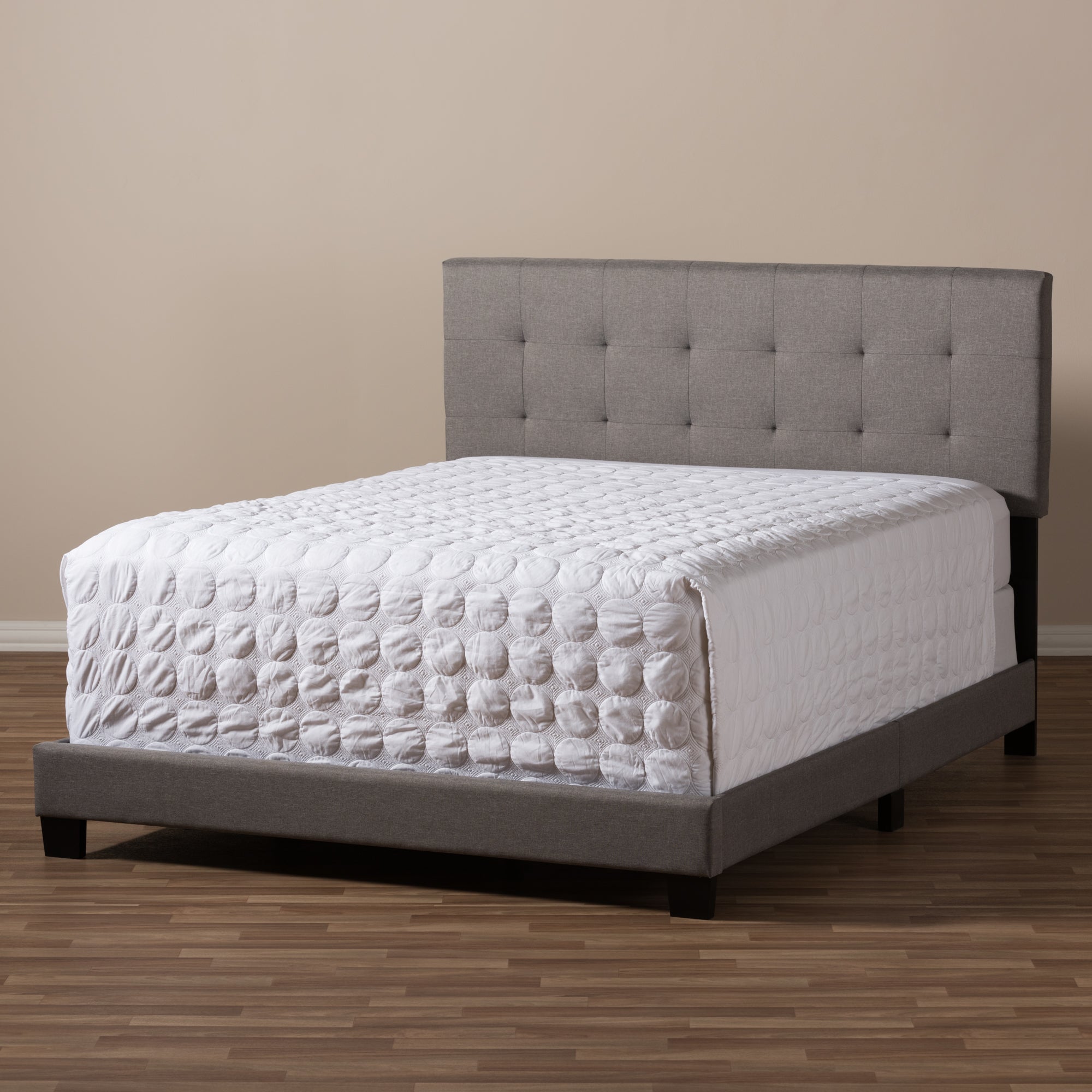 Brookfield Modern and Contemporary Grey Fabric Upholstered Grid-tufting Queen Size Bed