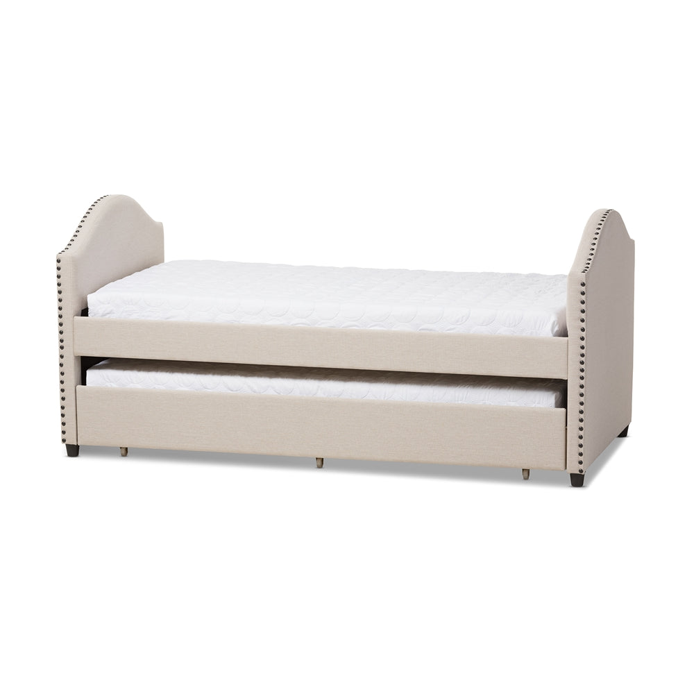 Shaelynn Alessia Collection Grey Fabric Upholstered Daybed – Contemporary Twin Bed with Trundle