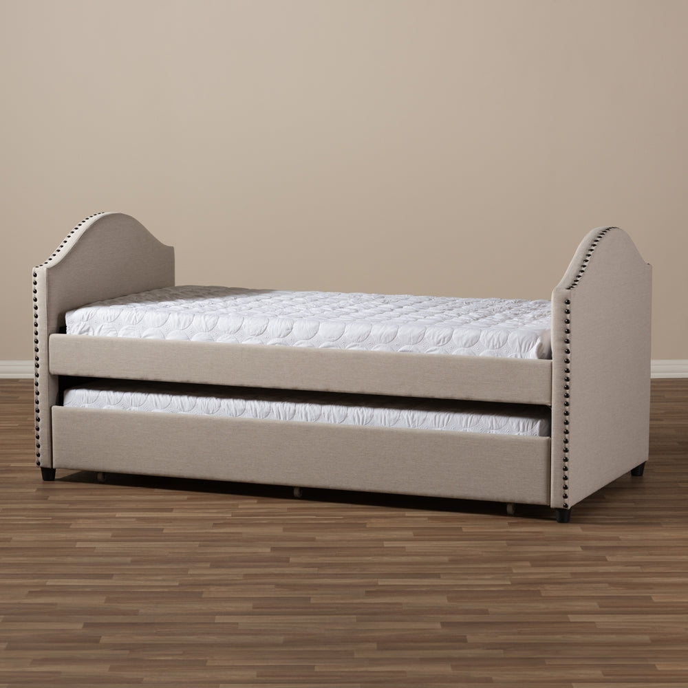 Shaelynn Alessia Collection Grey Fabric Upholstered Daybed – Contemporary Twin Bed with Trundle