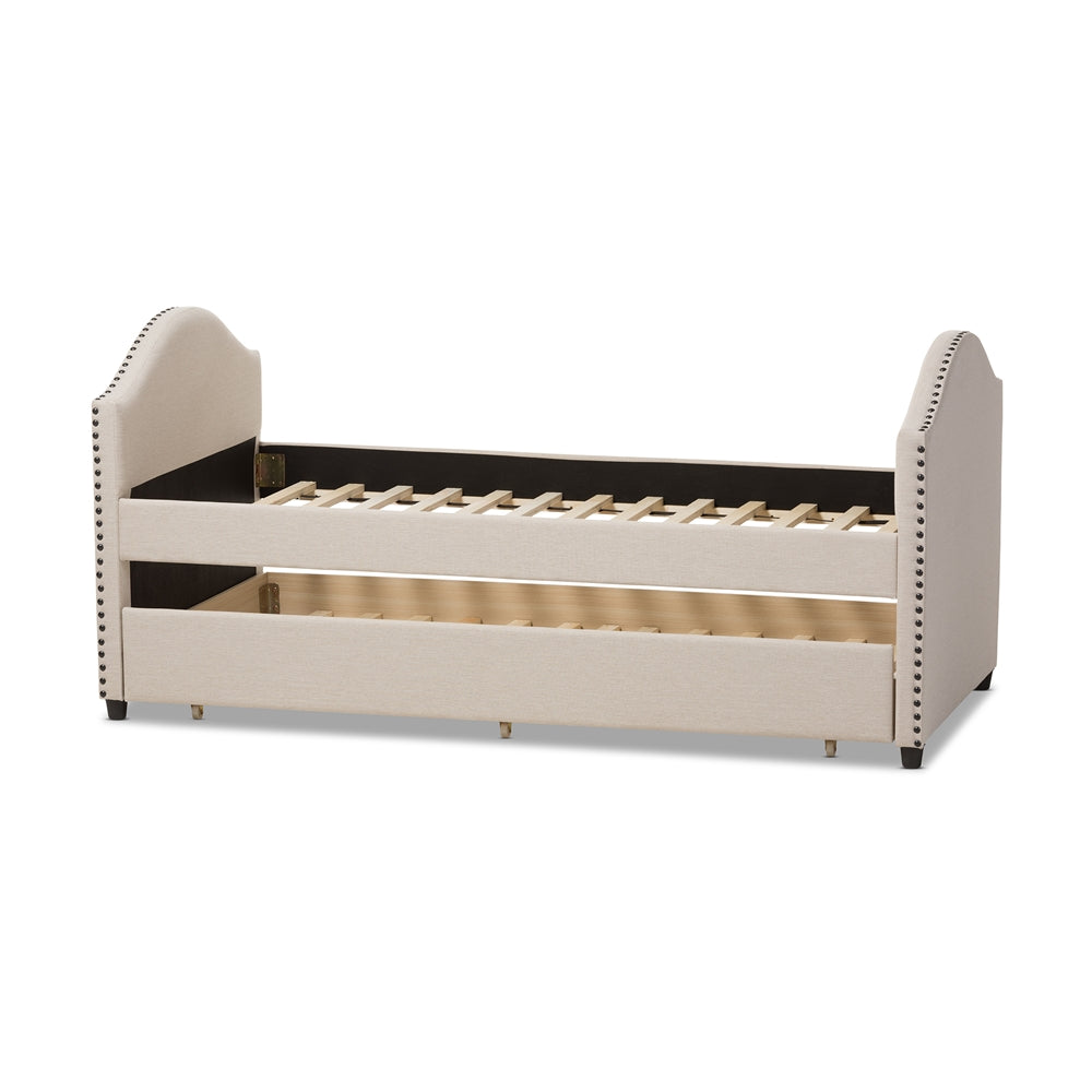 Shaelynn Alessia Collection Grey Fabric Upholstered Daybed – Contemporary Twin Bed with Trundle