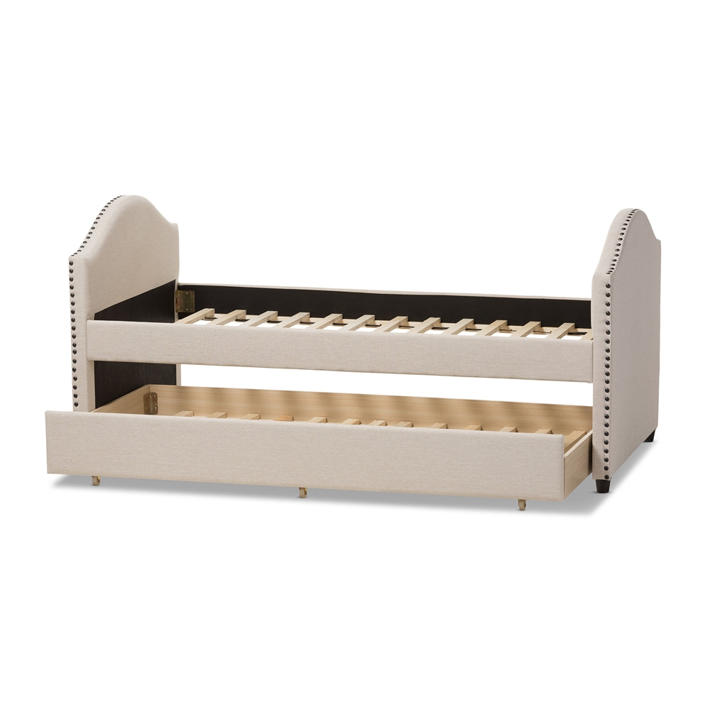 Shaelynn Alessia Collection Grey Fabric Upholstered Daybed – Contemporary Twin Bed with Trundle