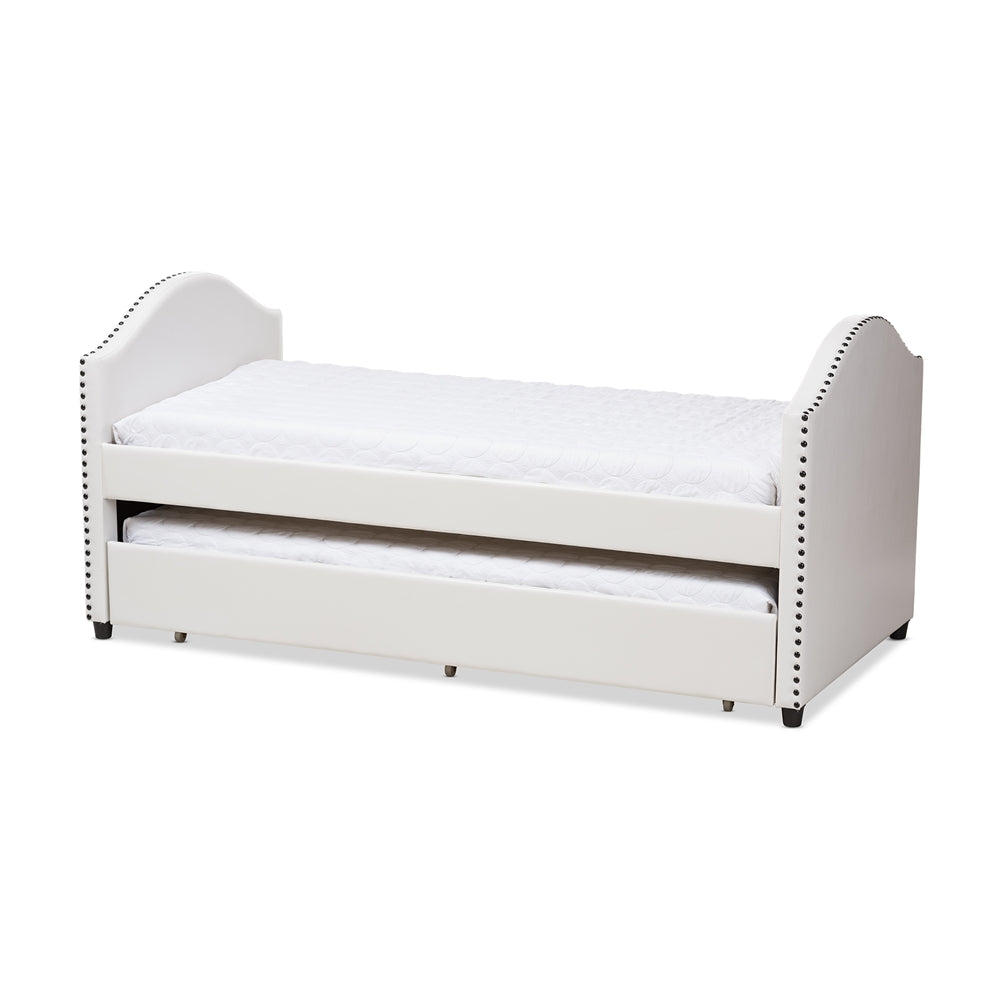 Shaelynn Alessia Collection Grey Fabric Upholstered Daybed – Contemporary Twin Bed with Trundle