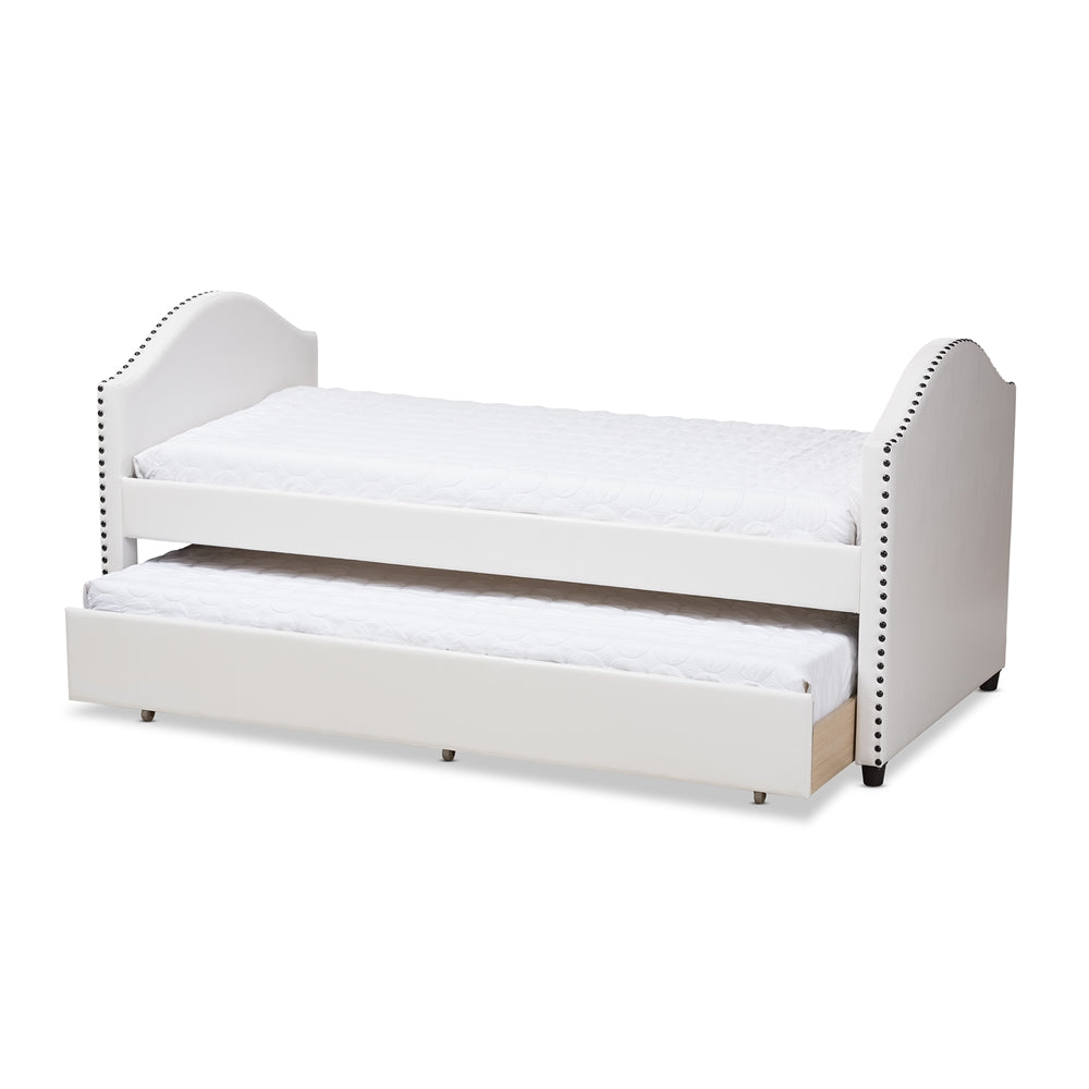 Shaelynn Alessia Collection Grey Fabric Upholstered Daybed – Contemporary Twin Bed with Trundle