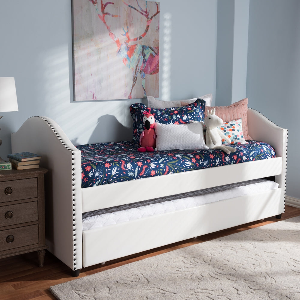 Shaelynn Alessia Collection Grey Fabric Upholstered Daybed – Contemporary Twin Bed with Trundle