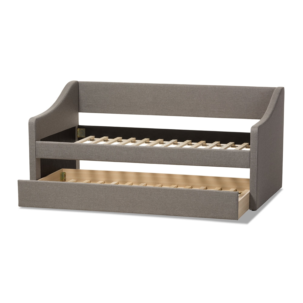 Barnstorm Modern and Contemporary Grey Fabric Upholstered Daybed with Guest Trundle Bed