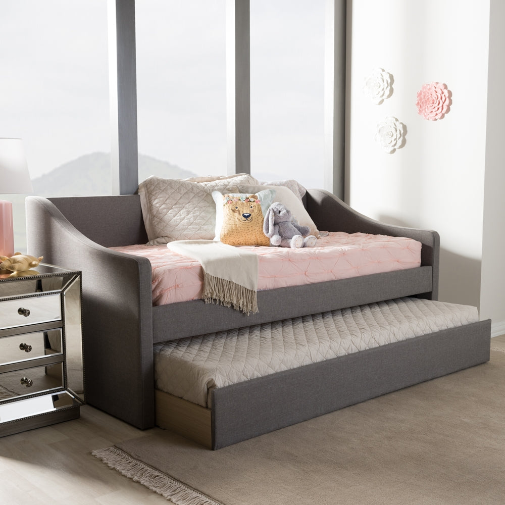 Barnstorm Modern and Contemporary Grey Fabric Upholstered Daybed with Guest Trundle Bed
