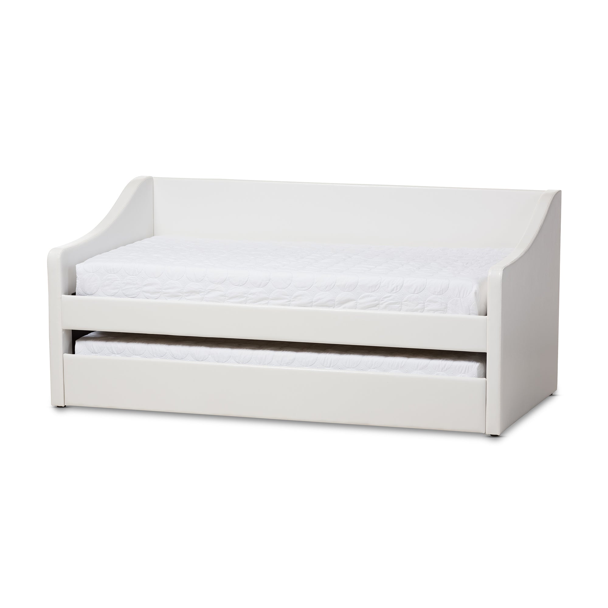 Barnstorm Modern and Contemporary White Faux Leather Upholstered Daybed with Guest Trundle Bed