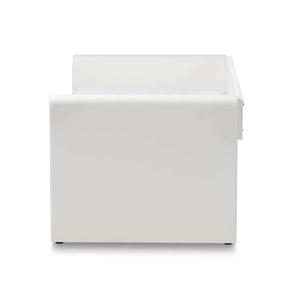 Camino Beige Fabric Upholstered Daybed With Guest Trundle Bed