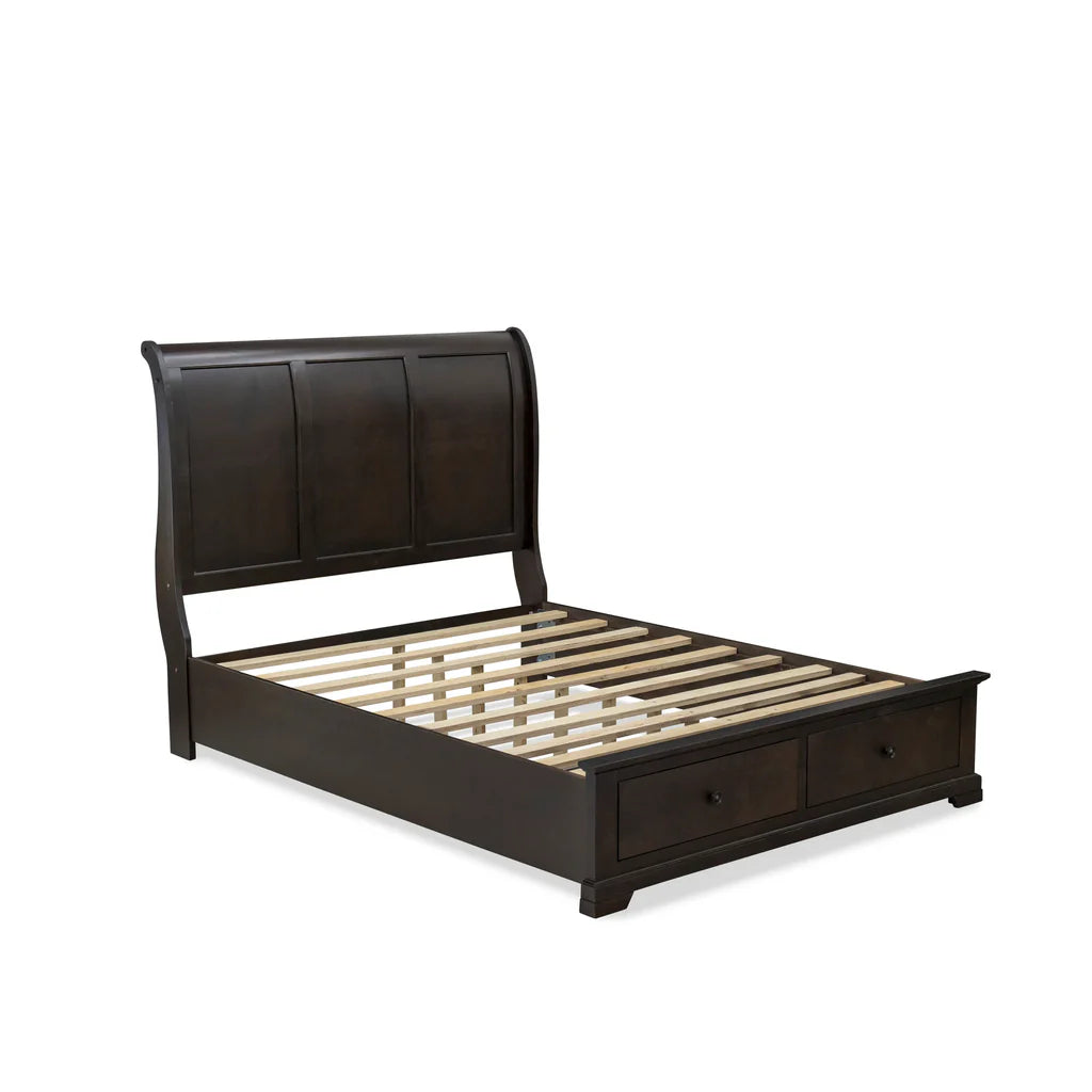 Quiston Cordova Queen Brown Engineered Wood Platform Bed – Wire Brushed Walnut with Storage